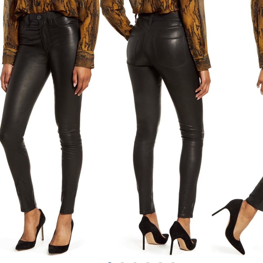 🔥🔥HUDSON JEANS BARBARA High Waist Super Skinny LEATHER PANTS